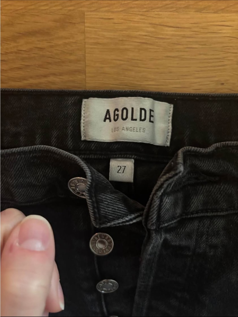 Agolde Black High-Rise Button-Fly Jeans (Riley)